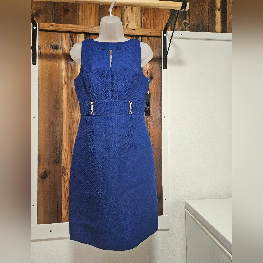 Tahari ASL Royal Blue Midi Dress